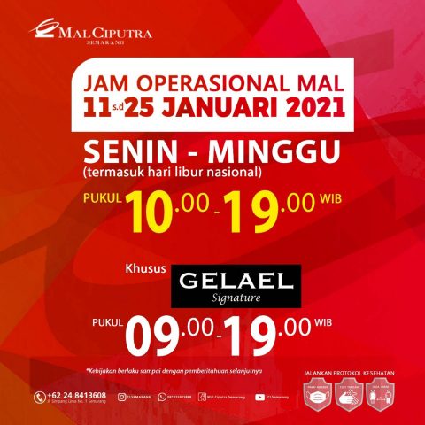 Jam Operasional Mal Ciputra Semarang 11-25 Januari 2021